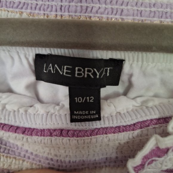 Lane Bryant Striped Smocked Off the Shoulder Top Size-10/12 - Picture 4 of 11